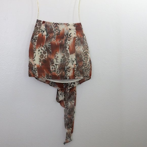 SHEIN VCAY Mixed Print Knot Front Skirt - Picture 5 of 10